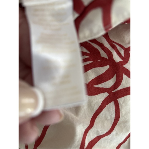 West Elm Red Orange Queen Size Botanical Print Bedding Duvet & 4 Shams Case Set - Picture 6 of 10